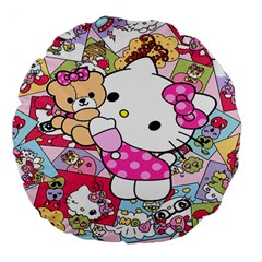 Hello-kitty-001 Large 18  Premium Flano Round Cushions by nate14shop