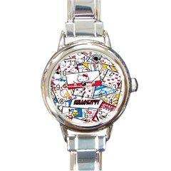 Hello-kitty-002 Round Italian Charm Watch by nate14shop