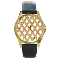 Wooden Round Gold Metal Watch by nate14shop