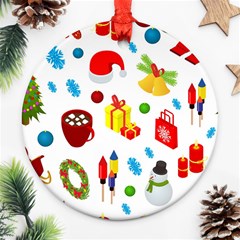 Christmas-celebration-seamless-pattern-background-vector Round Ornament (two Sides) by nate14shop