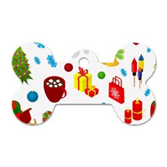 Christmas-celebration-seamless-pattern-background-vector Dog Tag Bone (one Side) by nate14shop