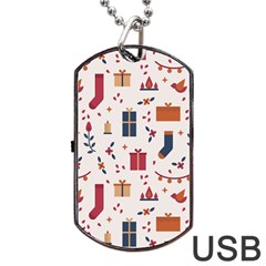 Christmas-gifts-socks-pattern Dog Tag Usb Flash (two Sides)