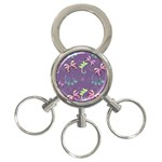 Background-butterfly Purple 3-Ring Key Chain Front