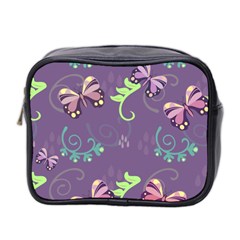 Background-butterfly Purple Mini Toiletries Bag (two Sides)