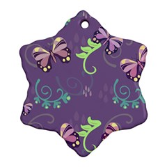 Background-butterfly Purple Snowflake Ornament (two Sides) by nate14shop