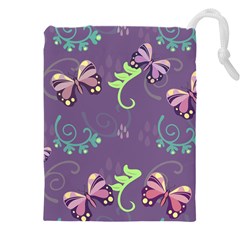 Background-butterfly Purple Drawstring Pouch (5xl) by nate14shop