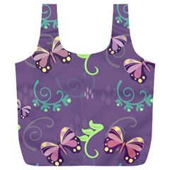 Background-butterfly Purple Full Print Recycle Bag (xxl) by nate14shop