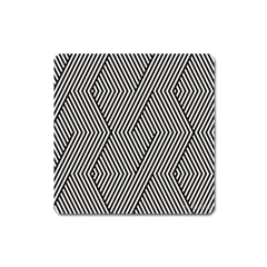 Vector-geometric-lines-pattern-simple-monochrome-texture-with-diagonal-stripes-lines-chevron-zigzag- Square Magnet by nate14shop