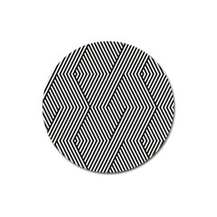 Vector-geometric-lines-pattern-simple-monochrome-texture-with-diagonal-stripes-lines-chevron-zigzag- Magnet 3  (round) by nate14shop