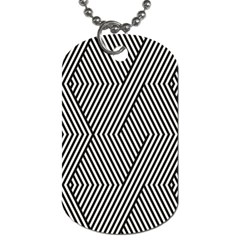 Vector-geometric-lines-pattern-simple-monochrome-texture-with-diagonal-stripes-lines-chevron-zigzag- Dog Tag (two Sides) by nate14shop