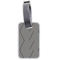 Vector-geometric-lines-pattern-simple-monochrome-texture-with-diagonal-stripes-lines-chevron-zigzag- Luggage Tag (two Sides) by nate14shop