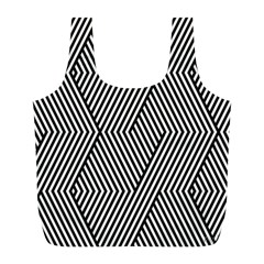 Vector-geometric-lines-pattern-simple-monochrome-texture-with-diagonal-stripes-lines-chevron-zigzag- Full Print Recycle Bag (l) by nate14shop