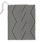 Vector-geometric-lines-pattern-simple-monochrome-texture-with-diagonal-stripes-lines-chevron-zigzag- Drawstring Pouch (5XL) Back