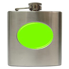 Grass-green-color-solid-background Hip Flask (6 Oz) by nate14shop