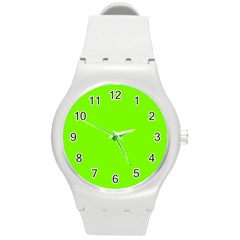 Grass-green-color-solid-background Round Plastic Sport Watch (m)