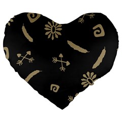 Pattern-dark Large 19  Premium Heart Shape Cushions by nate14shop