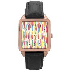 Watercolour-texture Rose Gold Leather Watch  by nate14shop