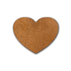 Leather Brown  Rubber Coaster (heart) by artworkshop