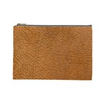 Leather Brown  Cosmetic Bag (Large) Front