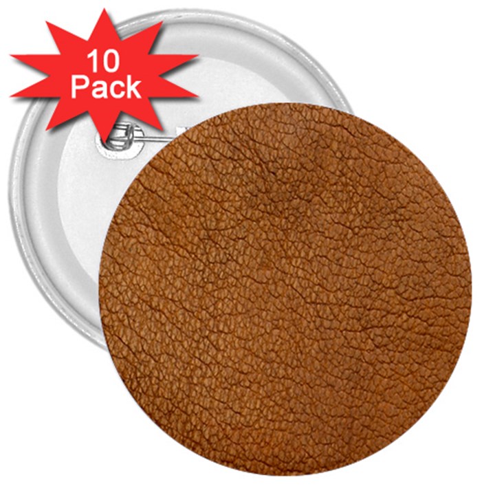 Leather Brown  3  Buttons (10 pack) 