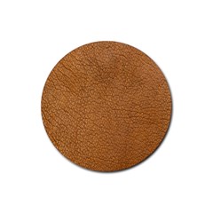 Leather Brown  Rubber Coaster (round) by artworkshop