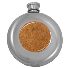 Leather Brown  Round Hip Flask (5 Oz) by artworkshop