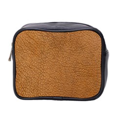 Leather Brown  Mini Toiletries Bag (two Sides) by artworkshop