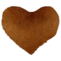 Leather Brown  Large 19  Premium Heart Shape Cushions by artworkshop