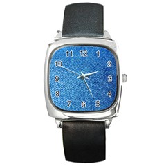 Jeans Blue  Square Metal Watch by artworkshop