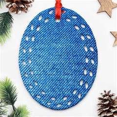 Jeans Blue  Oval Filigree Ornament (two Sides) by artworkshop