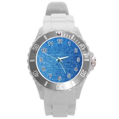 Jeans Blue  Round Plastic Sport Watch (l) by artworkshop