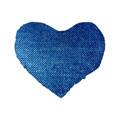 Jeans Blue  Standard 16  Premium Flano Heart Shape Cushions by artworkshop