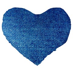 Jeans Blue  Large 19  Premium Flano Heart Shape Cushions by artworkshop