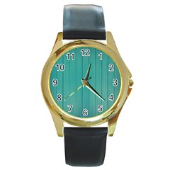 Green Surface  Round Gold Metal Watch by artworkshop