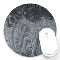 Ice Frost Crystals Round Mousepads by artworkshop