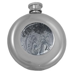 Ice Frost Crystals Round Hip Flask (5 Oz) by artworkshop