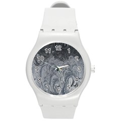 Ice Frost Crystals Round Plastic Sport Watch (m) by artworkshop