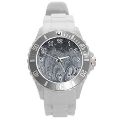 Ice Frost Crystals Round Plastic Sport Watch (l) by artworkshop