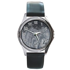 Ice Frost Crystals Round Metal Watch by artworkshop