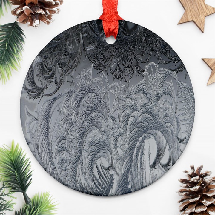 Ice Frost Crystals Round Ornament (Two Sides)