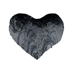 Ice Frost Crystals Standard 16  Premium Flano Heart Shape Cushions by artworkshop