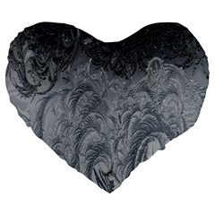 Ice Frost Crystals Large 19  Premium Flano Heart Shape Cushions by artworkshop