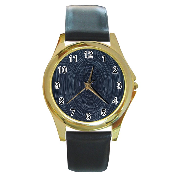  Stars Rotation  Round Gold Metal Watch