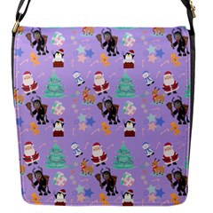 Purple Krampus Christmas Flap Closure Messenger Bag (s)