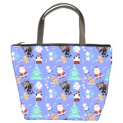 Blue Krampus Christmas Bucket Bag