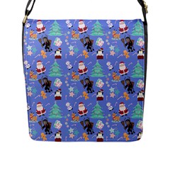 Blue Krampus Christmas Flap Closure Messenger Bag (l)