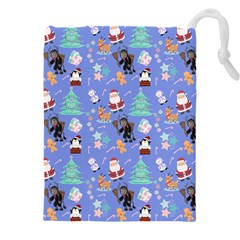 Blue Krampus Christmas Drawstring Pouch (4xl)