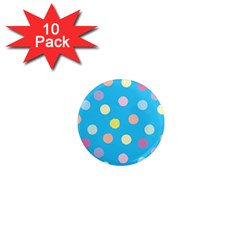 Blue Polkadot 1  Mini Magnet (10 Pack) 