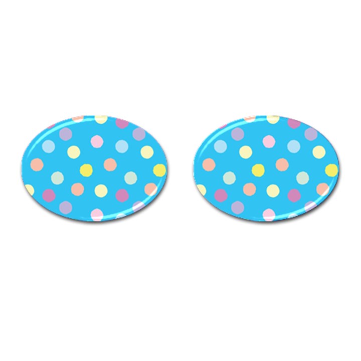 Blue Polkadot Cufflinks (Oval)