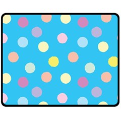 Blue Polkadot Double Sided Fleece Blanket (medium)  by nate14shop